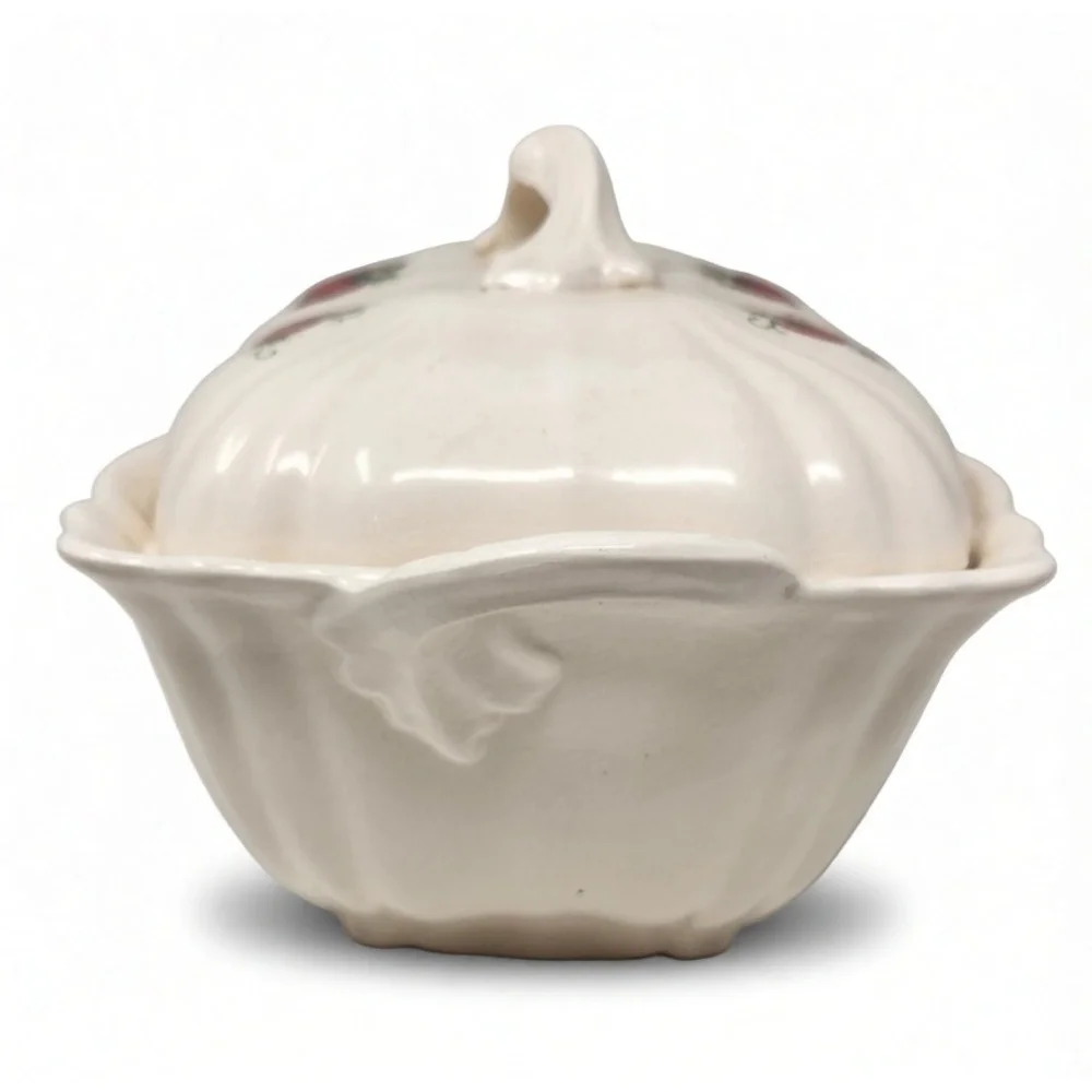 Vintage Ceramic Strawberry Covered Tureen Soup Bowl 11.5
